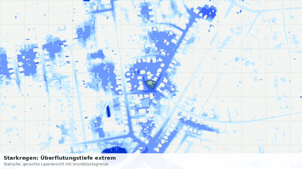 Statische Kartenansicht: Starkregen: Überflutungstiefe extrem