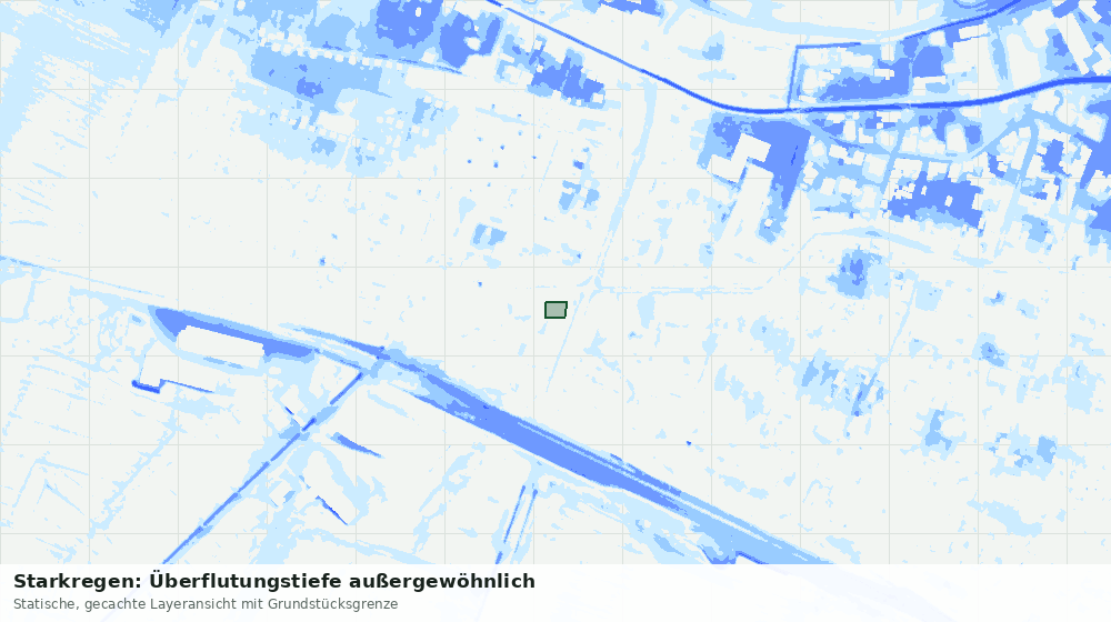 Statische Kartenansicht: Starkregen: Überflutungstiefe außergewöhnlich