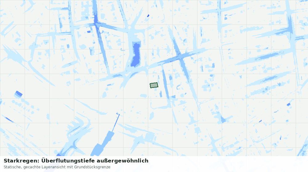Statische Kartenansicht: Starkregen: Überflutungstiefe außergewöhnlich