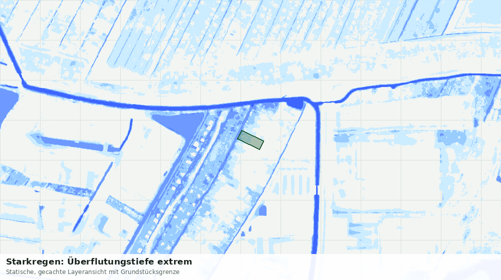 Statische Kartenansicht: Starkregen: Überflutungstiefe extrem