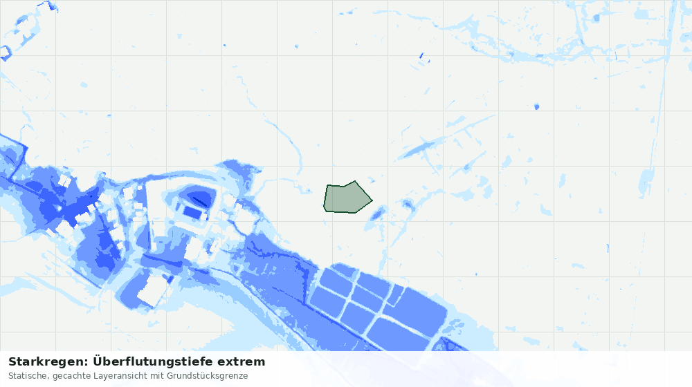 Statische Kartenansicht: Starkregen: Überflutungstiefe extrem