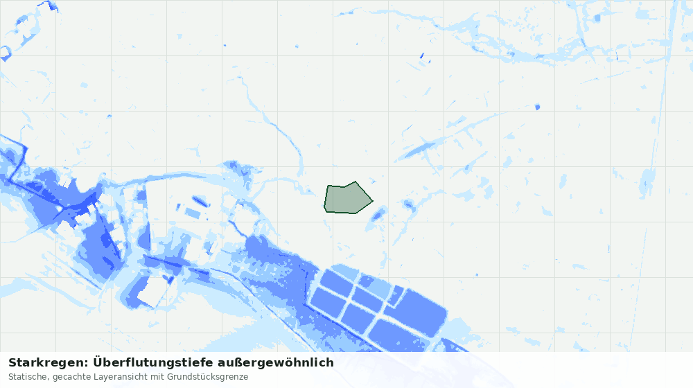 Statische Kartenansicht: Starkregen: Überflutungstiefe außergewöhnlich