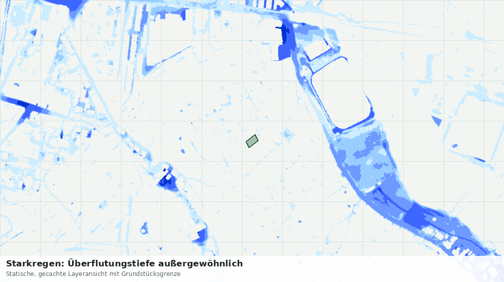 Statische Kartenansicht: Starkregen: Überflutungstiefe außergewöhnlich