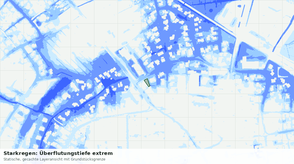 Statische Kartenansicht: Starkregen: Überflutungstiefe extrem