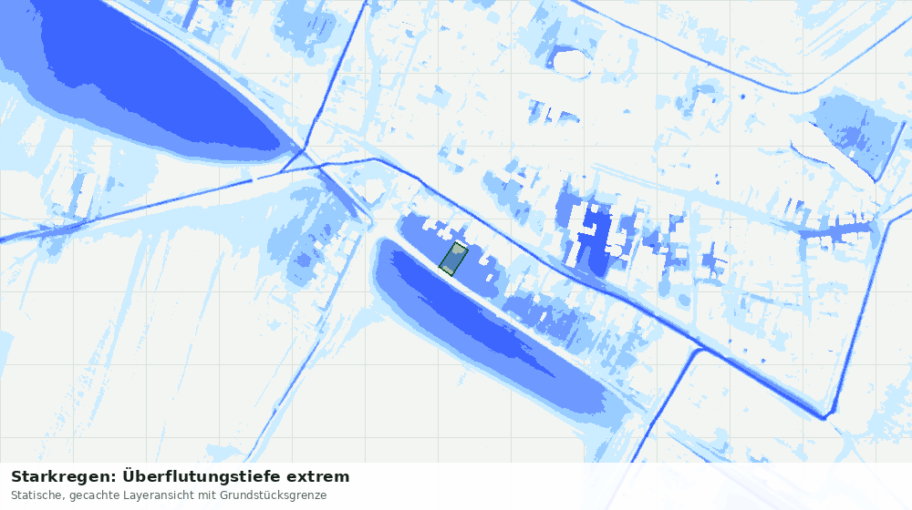 Statische Kartenansicht: Starkregen: Überflutungstiefe extrem