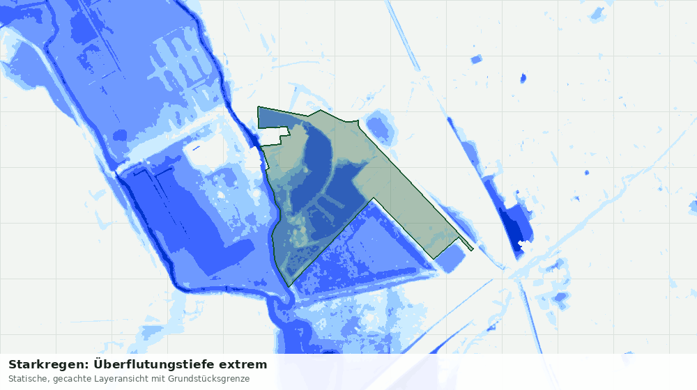 Statische Kartenansicht: Starkregen: Überflutungstiefe extrem