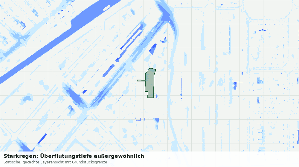 Statische Kartenansicht: Starkregen: Überflutungstiefe außergewöhnlich