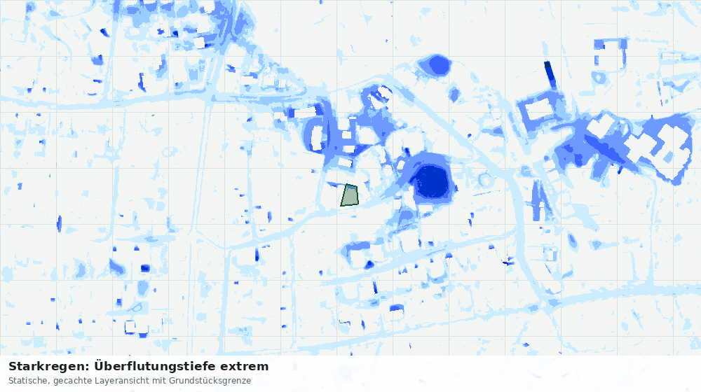 Statische Kartenansicht: Starkregen: Überflutungstiefe extrem