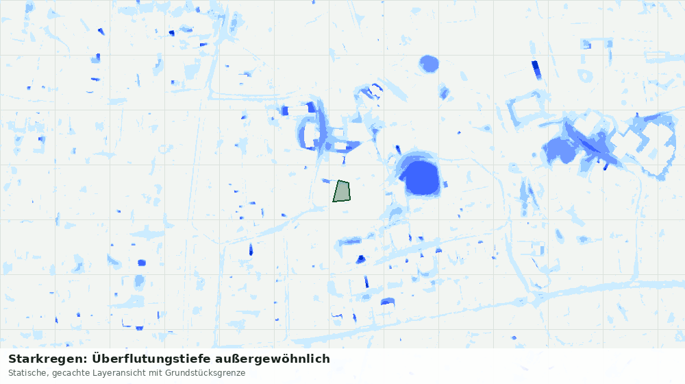 Statische Kartenansicht: Starkregen: Überflutungstiefe außergewöhnlich