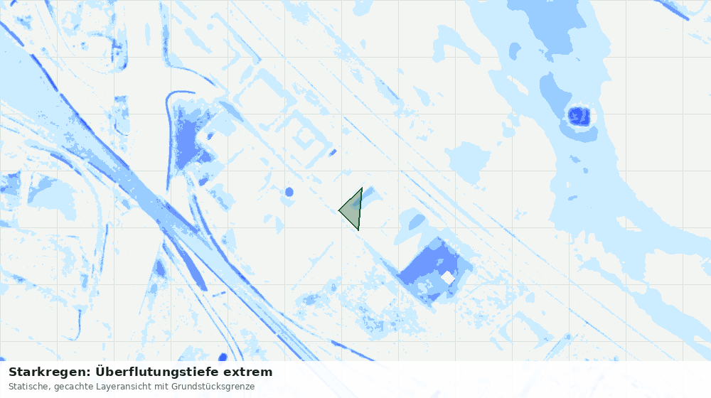Statische Kartenansicht: Starkregen: Überflutungstiefe extrem
