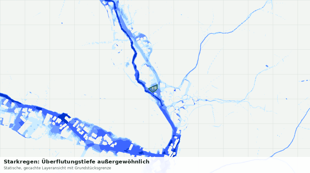Statische Kartenansicht: Starkregen: Überflutungstiefe außergewöhnlich