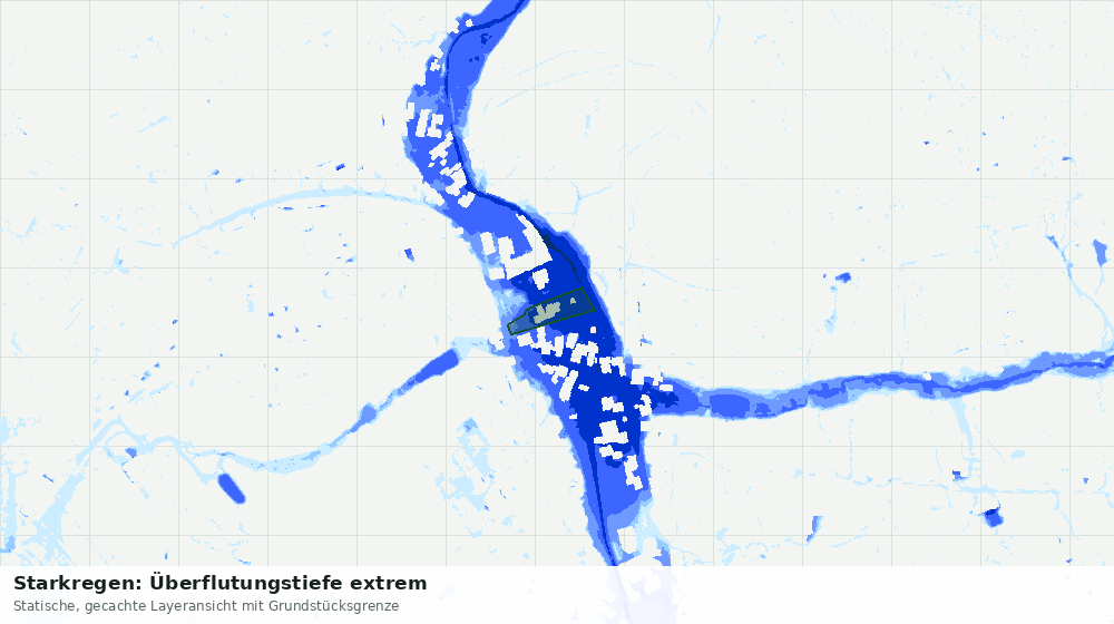 Statische Kartenansicht: Starkregen: Überflutungstiefe extrem