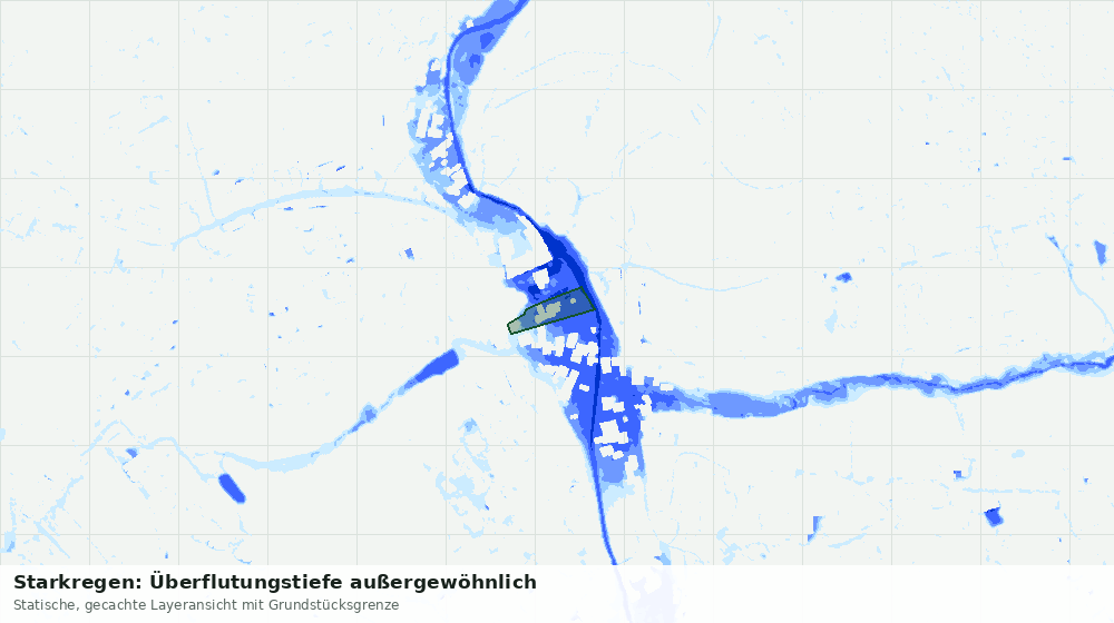 Statische Kartenansicht: Starkregen: Überflutungstiefe außergewöhnlich