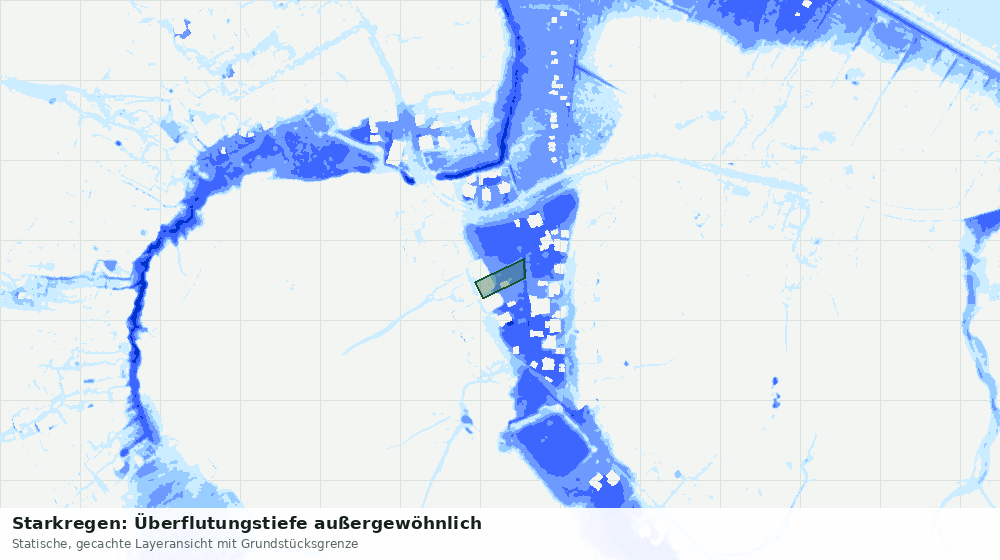 Statische Kartenansicht: Starkregen: Überflutungstiefe außergewöhnlich