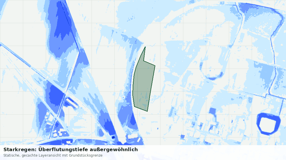 Statische Kartenansicht: Starkregen: Überflutungstiefe außergewöhnlich