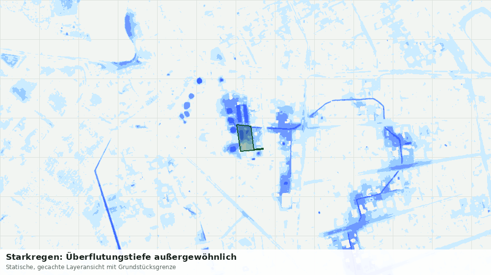 Statische Kartenansicht: Starkregen: Überflutungstiefe außergewöhnlich