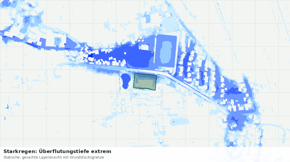 Statische Kartenansicht: Starkregen: Überflutungstiefe extrem