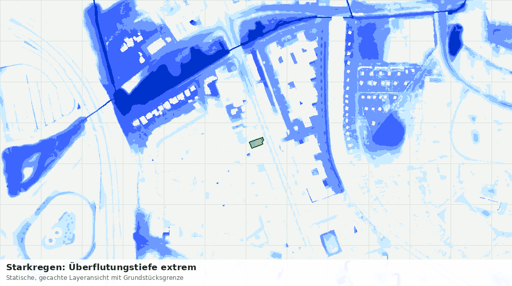 Statische Kartenansicht: Starkregen: Überflutungstiefe extrem