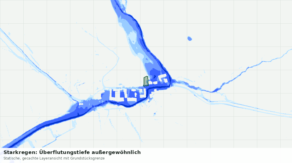 Statische Kartenansicht: Starkregen: Überflutungstiefe außergewöhnlich