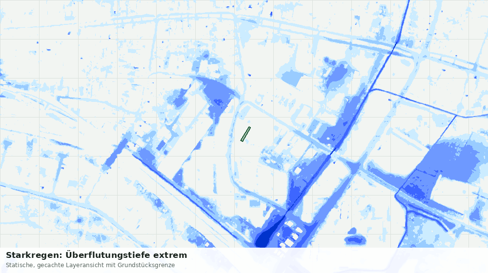 Statische Kartenansicht: Starkregen: Überflutungstiefe extrem