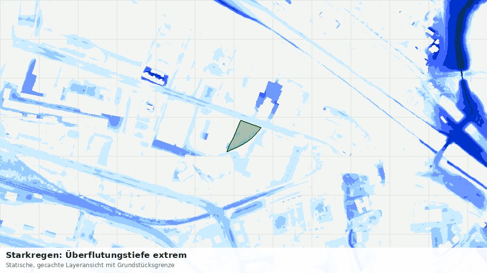 Statische Kartenansicht: Starkregen: Überflutungstiefe extrem
