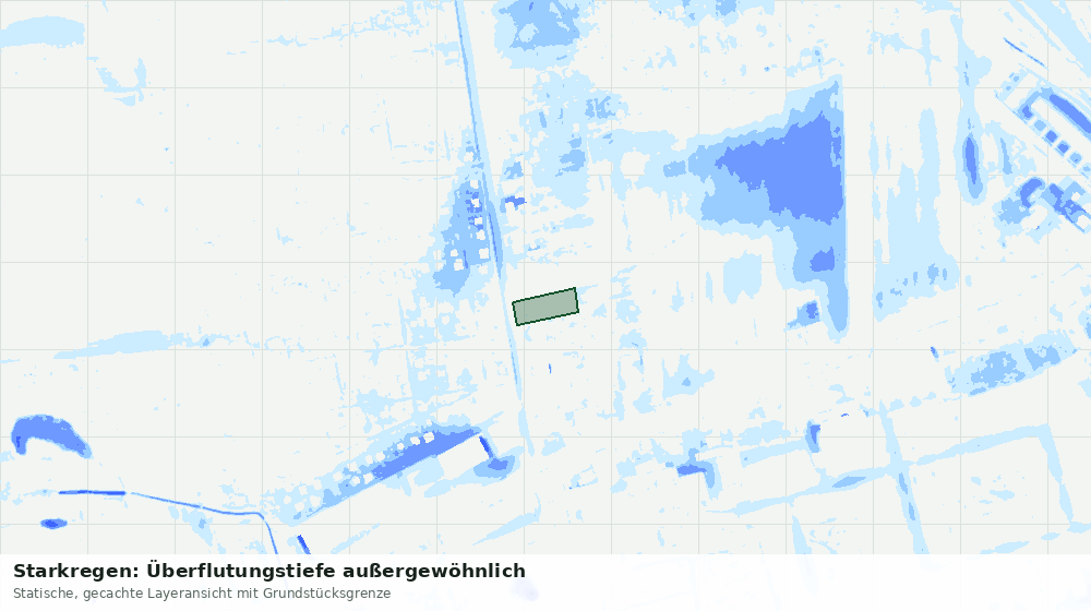 Statische Kartenansicht: Starkregen: Überflutungstiefe außergewöhnlich