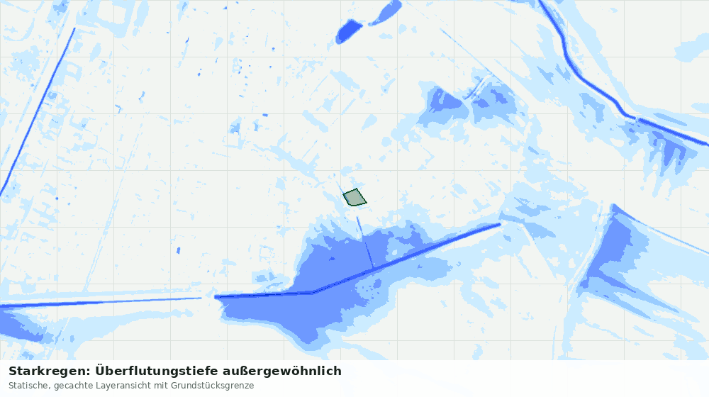 Statische Kartenansicht: Starkregen: Überflutungstiefe außergewöhnlich