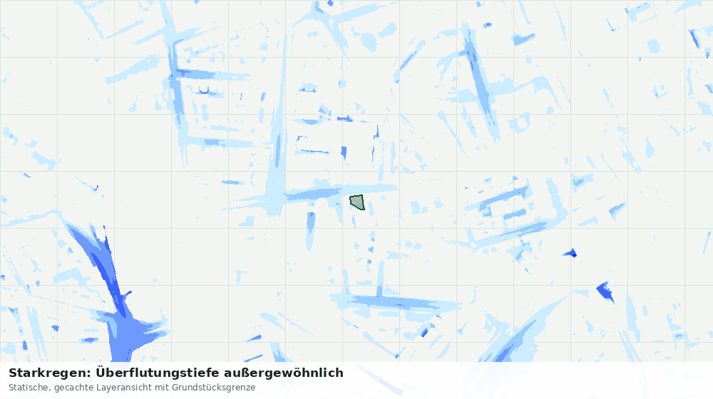 Statische Kartenansicht: Starkregen: Überflutungstiefe außergewöhnlich