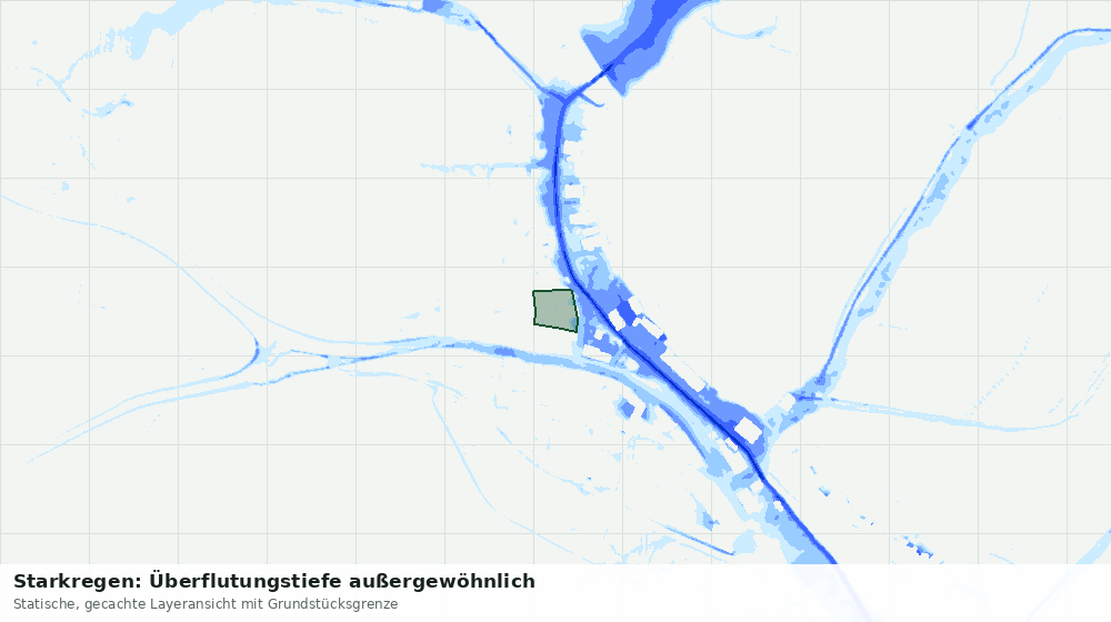 Statische Kartenansicht: Starkregen: Überflutungstiefe außergewöhnlich