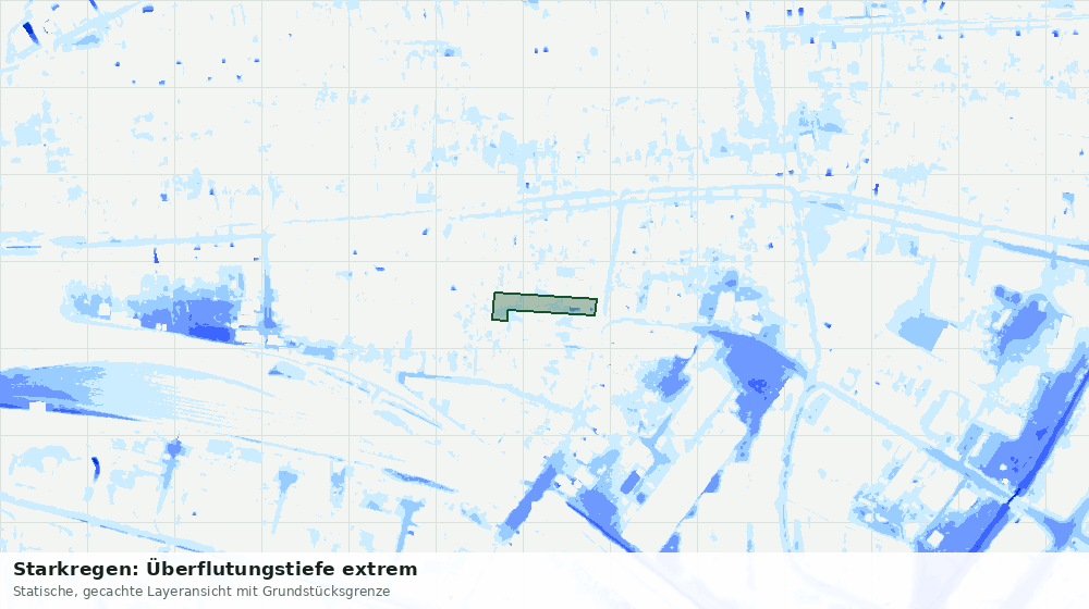 Statische Kartenansicht: Starkregen: Überflutungstiefe extrem