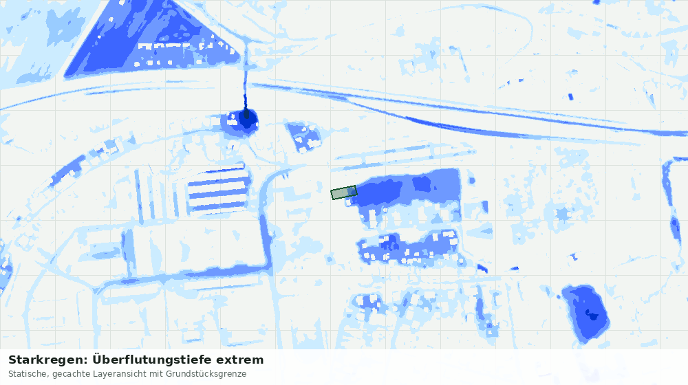 Statische Kartenansicht: Starkregen: Überflutungstiefe extrem