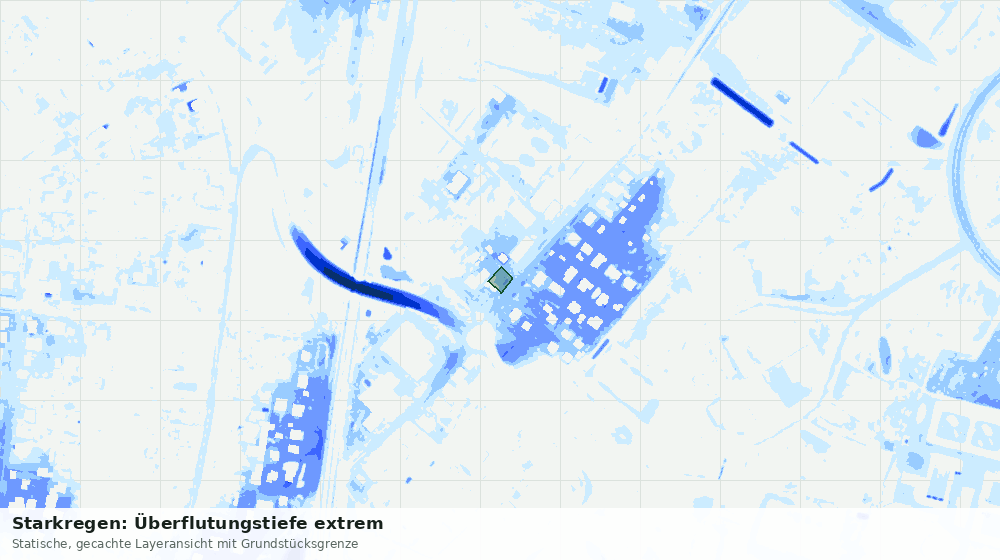 Statische Kartenansicht: Starkregen: Überflutungstiefe extrem