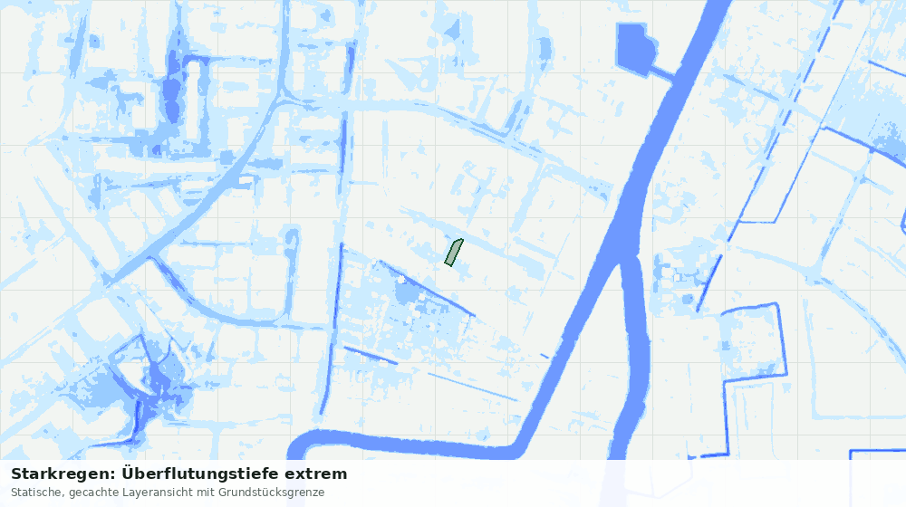 Statische Kartenansicht: Starkregen: Überflutungstiefe extrem