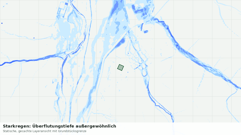 Statische Kartenansicht: Starkregen: Überflutungstiefe außergewöhnlich