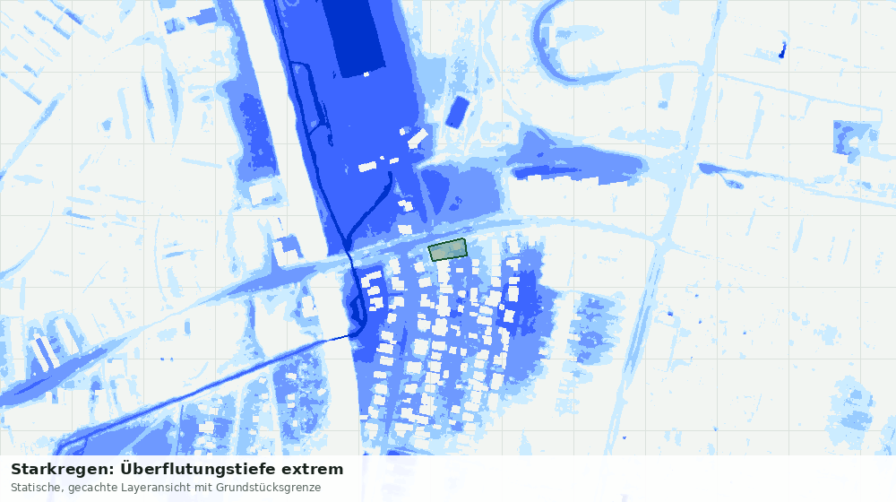 Statische Kartenansicht: Starkregen: Überflutungstiefe extrem