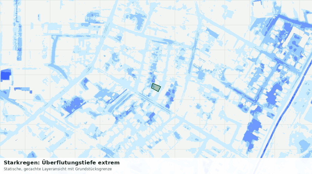 Statische Kartenansicht: Starkregen: Überflutungstiefe extrem