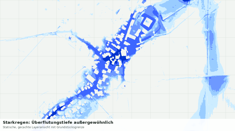 Statische Kartenansicht: Starkregen: Überflutungstiefe außergewöhnlich