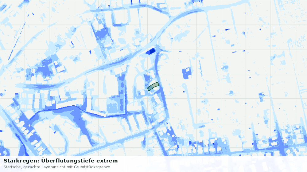 Statische Kartenansicht: Starkregen: Überflutungstiefe extrem