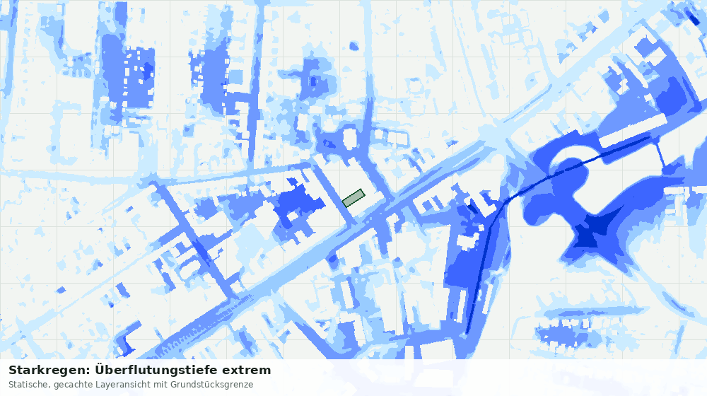 Statische Kartenansicht: Starkregen: Überflutungstiefe extrem