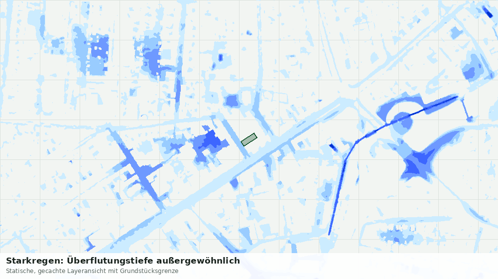 Statische Kartenansicht: Starkregen: Überflutungstiefe außergewöhnlich