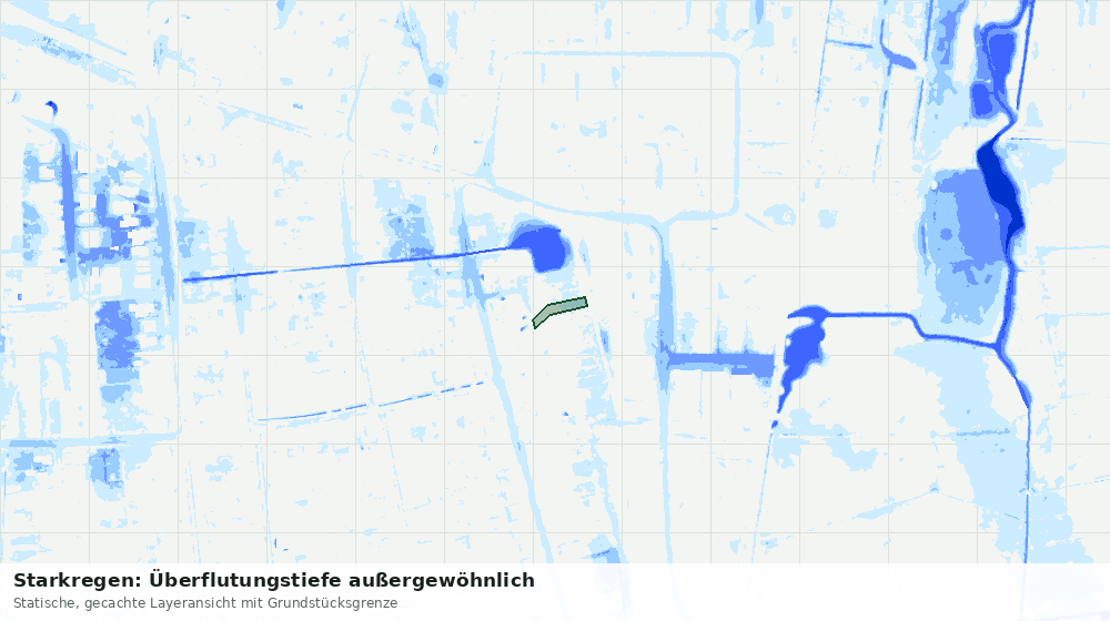 Statische Kartenansicht: Starkregen: Überflutungstiefe außergewöhnlich
