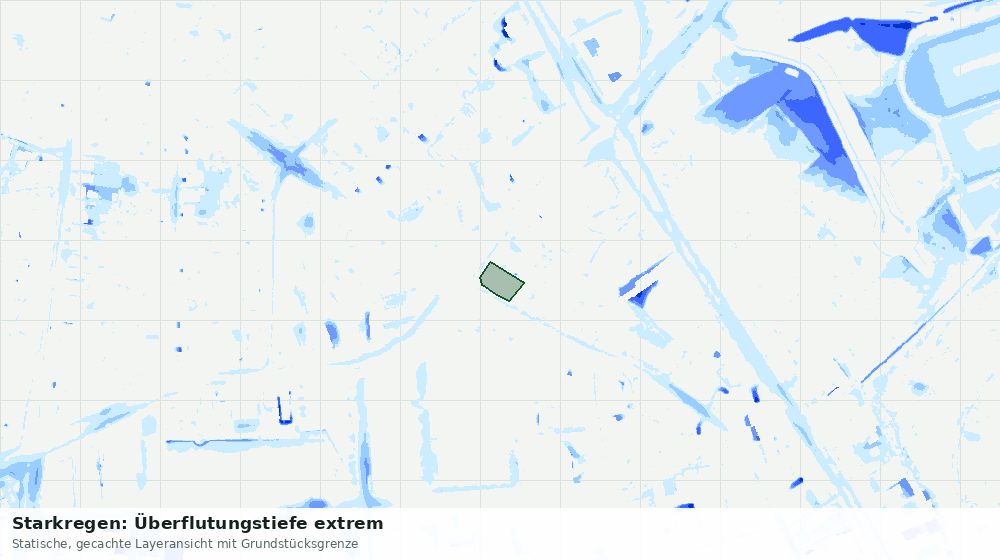 Statische Kartenansicht: Starkregen: Überflutungstiefe extrem