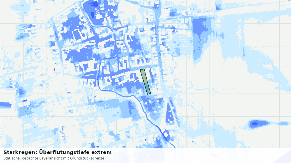 Statische Kartenansicht: Starkregen: Überflutungstiefe extrem