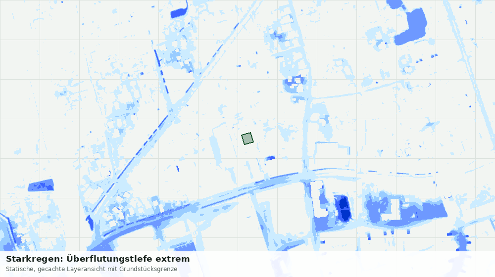 Statische Kartenansicht: Starkregen: Überflutungstiefe extrem