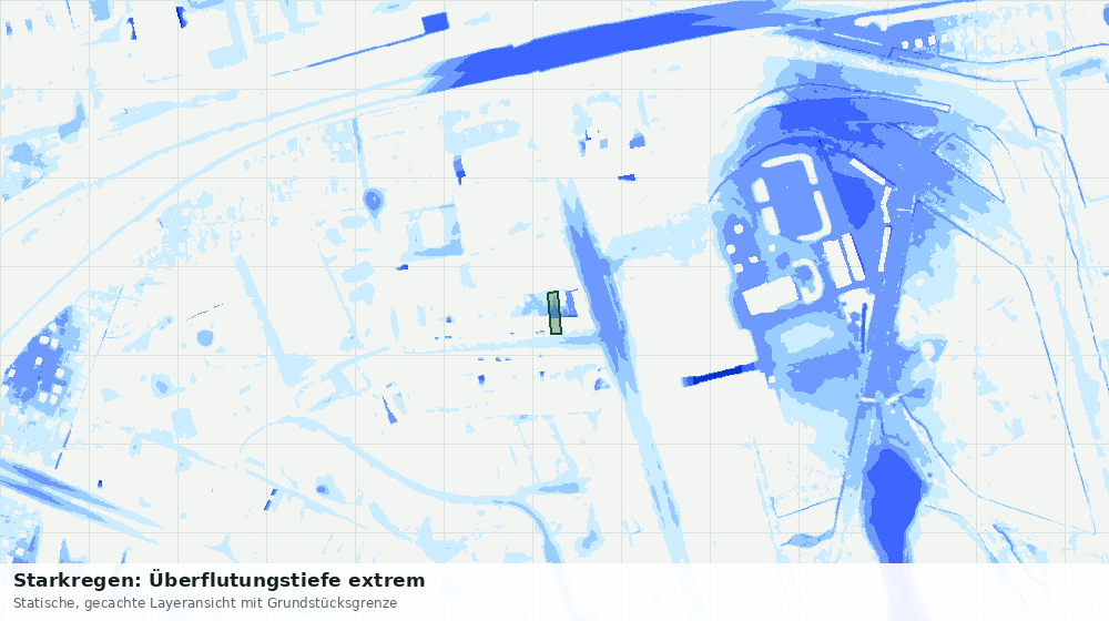 Statische Kartenansicht: Starkregen: Überflutungstiefe extrem