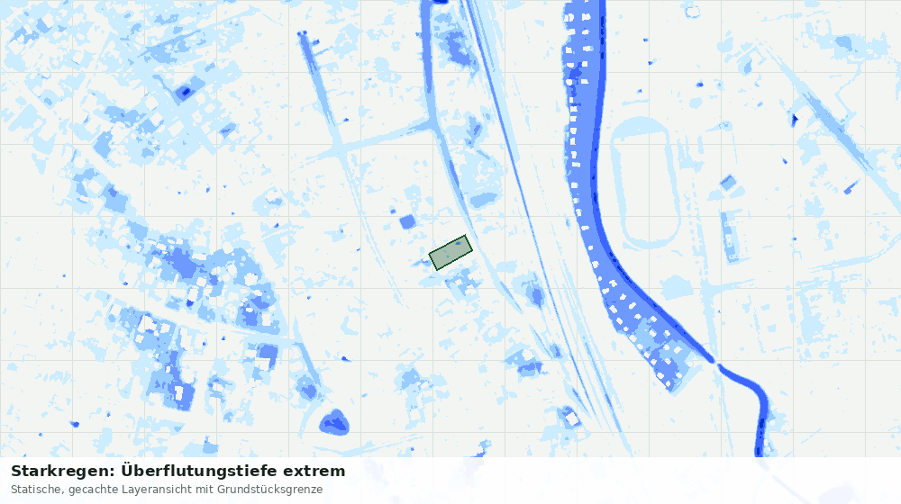 Statische Kartenansicht: Starkregen: Überflutungstiefe extrem