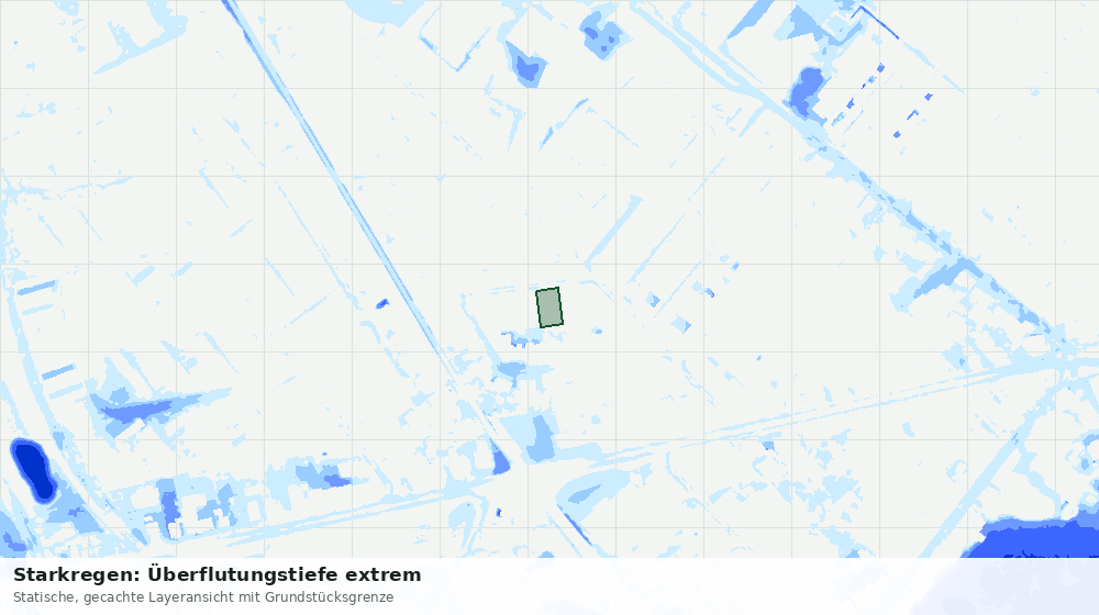 Statische Kartenansicht: Starkregen: Überflutungstiefe extrem