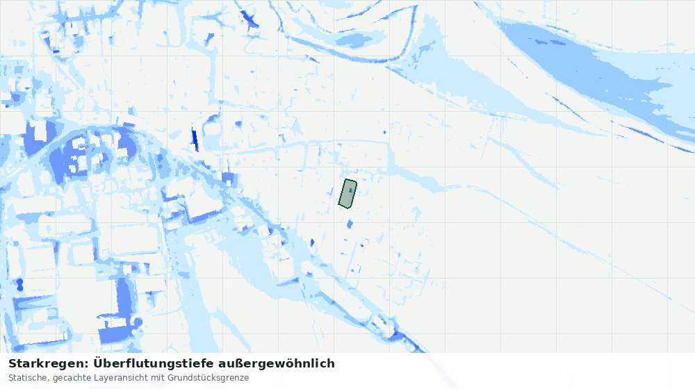 Statische Kartenansicht: Starkregen: Überflutungstiefe außergewöhnlich