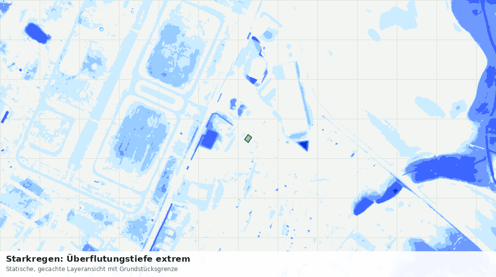 Statische Kartenansicht: Starkregen: Überflutungstiefe extrem