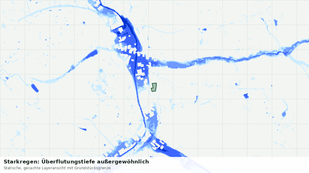 Statische Kartenansicht: Starkregen: Überflutungstiefe außergewöhnlich